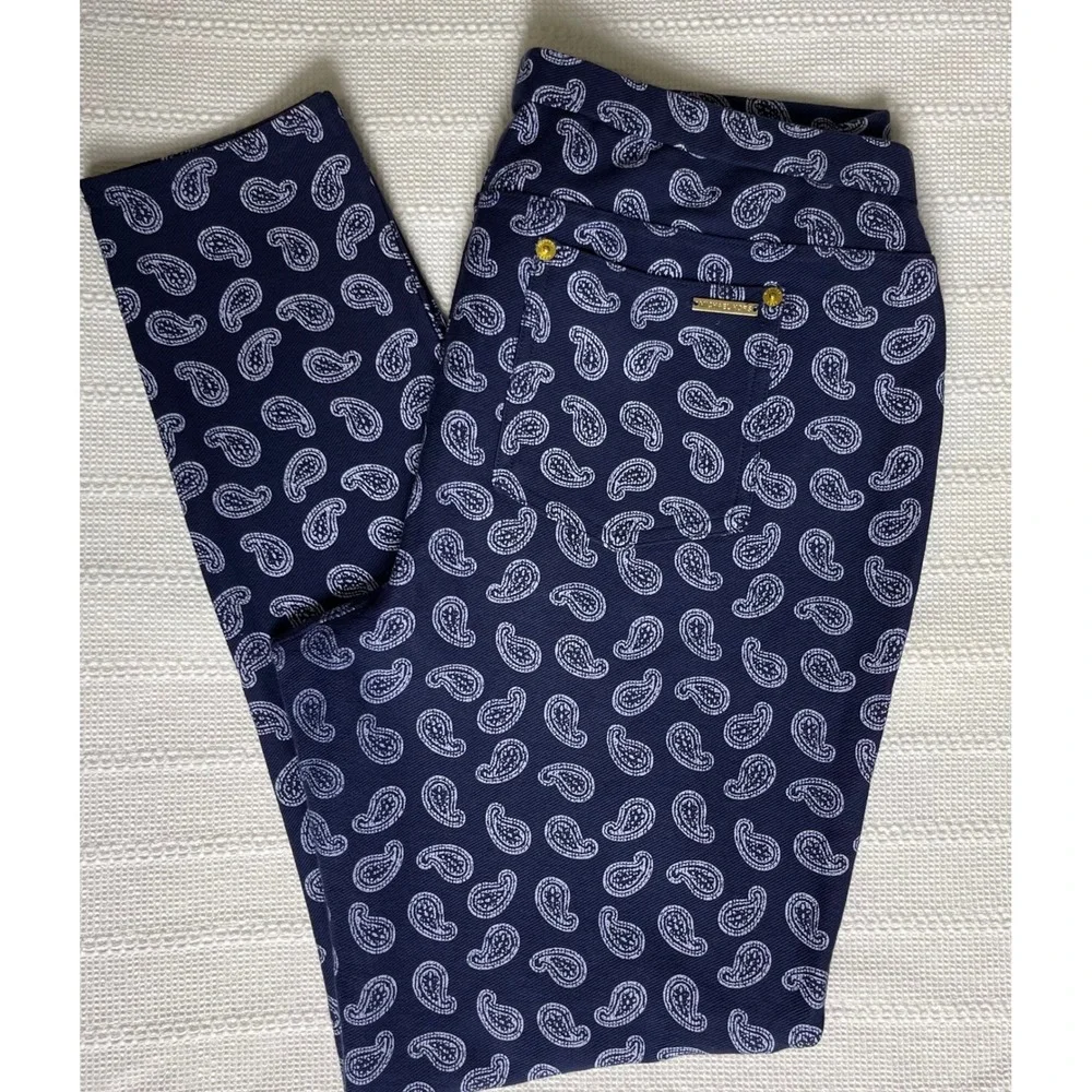 Michael Kors Women's Blue Pull-On Dress Pants, Size L, Straight Leg‎
